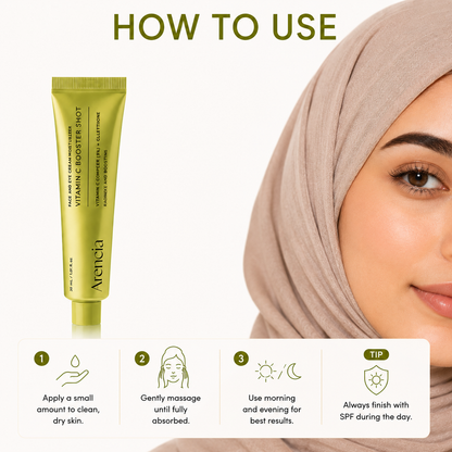 Vitamin C Booster Shot, Glow-Enhancing Moisturizer with Vitamin C, Glutathione for Radiant, Glass Skin, Fades Dark Spots | 1.01 fl oz
